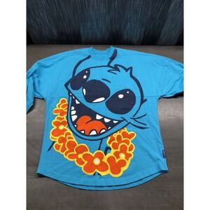 Aulani RARE Stitch Jersey Lilo Disney Shirt Hawaii S lei blue Preowned